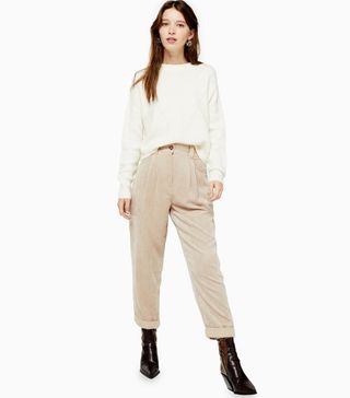 Topshop + Stone Casual Corduroy Tapered Pants