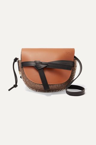 Loewe + Gate Small Leather and Tweed Shoulder Bag