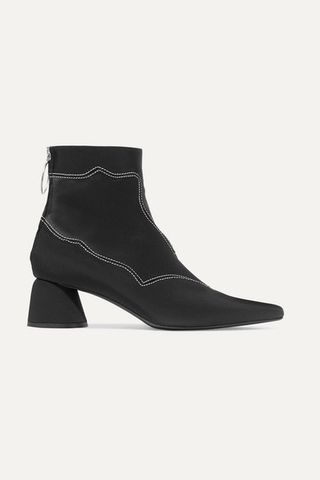 Ellery + Embroidered Stretch-Faille and Satin Ankle Boots