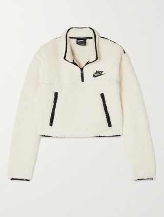 Nike + Cropped Jersey-Trimmed Fleece Sweatshirt