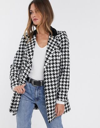 River Island + Blazer with Contrast Collar