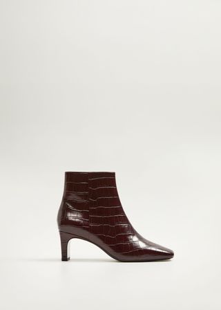 Mango + Croc-Effect Ankle Boots