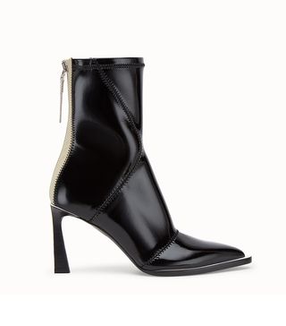 Fendi + Glossy Black Neoprene Ankle Boots