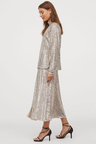 H&M + Sequined Top With High Collar