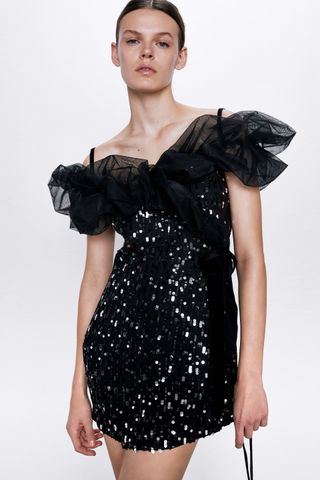 Zara + Combination Sequin Dress