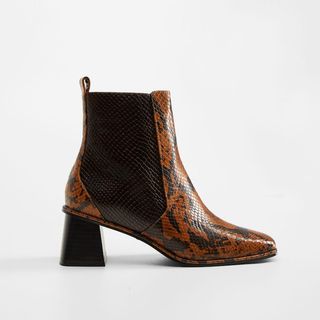 Mango + Snake Leather Ankle Boots