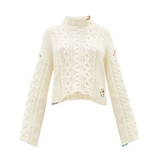 JW Anderson + Logo-Embroidered Cotton Sweater