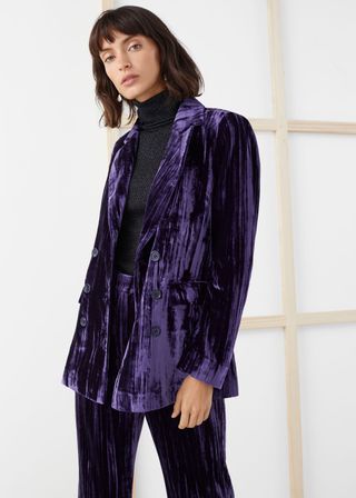 & Other Stories + Crushed Velvet Double Breasted Blazer