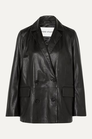 Stand Studio + Pernille Teisbaek + Cassidy Double-Breasted Leather Blazer