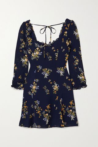Reformation + Remi Ruffled Floral-Print Crepe Mini Dress