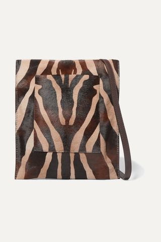 Khaite + Leather-Trimmed Zebra-Print Calf Hair Shoulder Bag