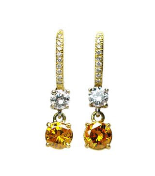 J. Birnbach + Fancy Vivid Yellow Orange Diamond Earrings