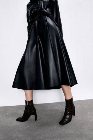 Zara + Faux Leather Skirt With Belt