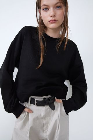 Zara + Cropped Sweatshirt