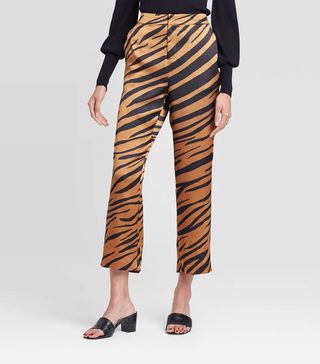 Who What Wear + Animal Print Mid-Rise Cropped Trouser