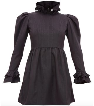 Batsheva + High-Neck Ruffled Puff-Sleeved Mini Dress