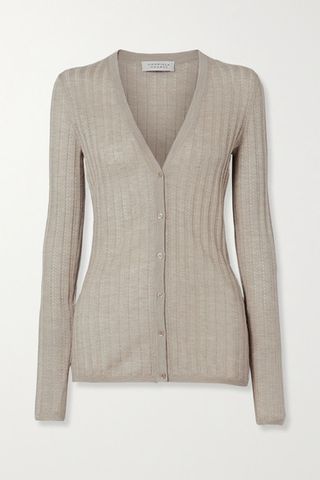 Gabriela Hearst + Homer Ribbed Pointelle-knit Cashmere and Silk-Blend Cardigan