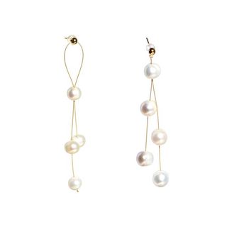 Immany + Golden Hour Freshwater Pearl Asymmetrical Earrings