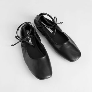 & Other Stories + Square Toe Leather Lace Up Flats