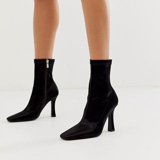 Raid + Collin Black Sock Boots with Flared Heel