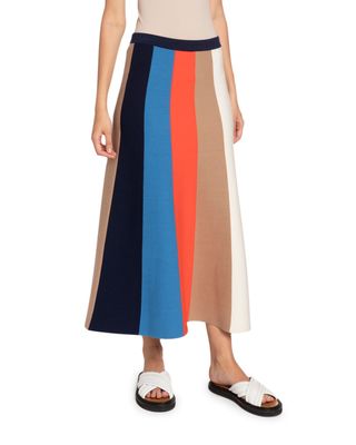 Victoria Beckham + Block Stripe A-Line Skirt