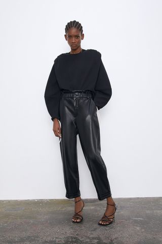 Zara + Faux Leather Slouchy Pant