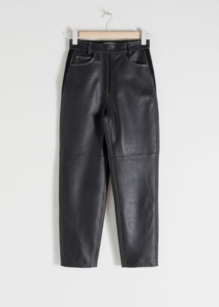 & Other Stories + High Waisted Tapered Leather Pants
