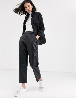 ASOS + Native Youth Ccargo Pants in Faux Leather