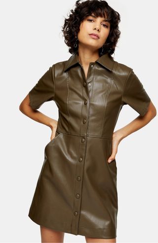 Topshop + Faux Leather Shirtdress