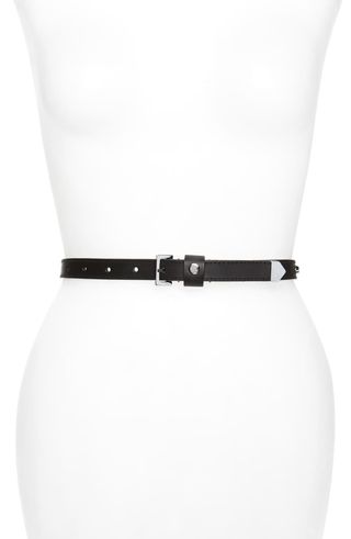 AllSaints + Studded Leather Skinny Belt