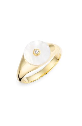 Argent Vivo + Mother-of-Pearl Cubic Zirconia Signet Ring