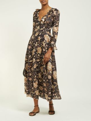 Zimmermann + Veneto Floral-Print Linen Dress