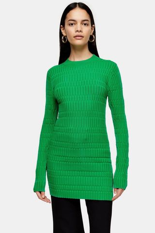 Topshop Boutique + Green Crew Knit Tunic Top