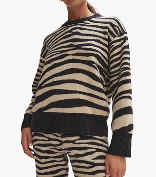 Jigsaw + Zebra Stripe Wool and Cashmere Blend Jumper