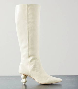Cult Gaia + Lola Snake-Effect Leather Knee Boots