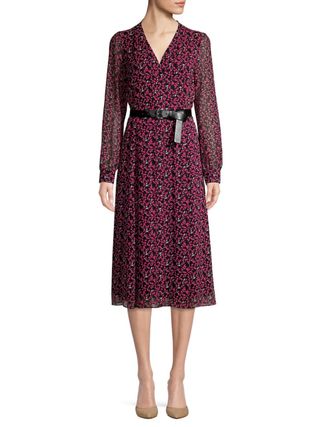 Michael by Michael Kors + Printed Belted Shirtdress