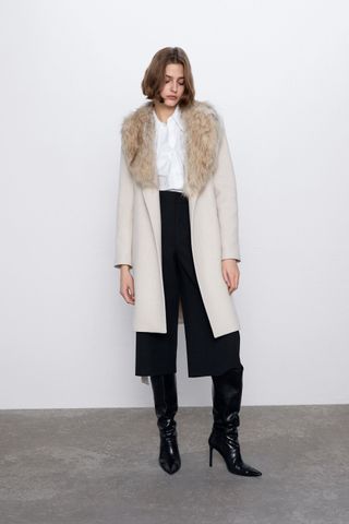 Zara + Faux Collar Coat
