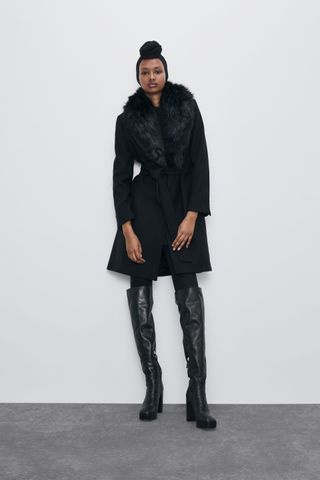 Zara + Faux Collar Coat