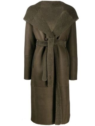 Liska + Fur-Trimmed Hooded Trench Coat