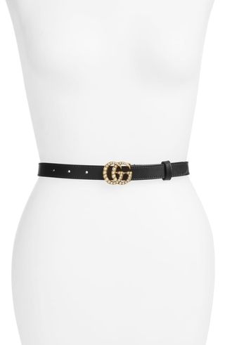 Gucci + Calfskin Leather Skinny Belt
