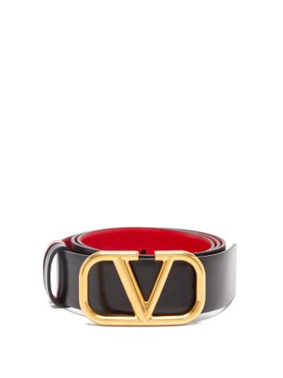 Valentino + V-logo Leather Belt
