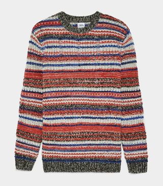 Zara + Multicoloured Textured Sweater