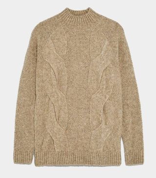 Zara + Textured Cable Knit Sweater