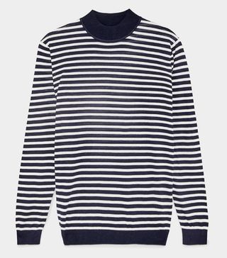 Zara + Striped Sweater With a High Neck
