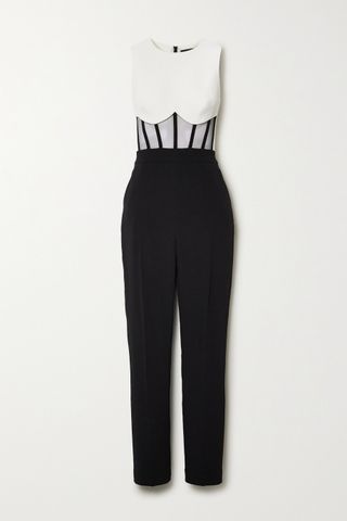 David Koma + Two-Tone Tulle and Cady Jumpsuit