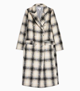 Topshop + Black And White Check Coat