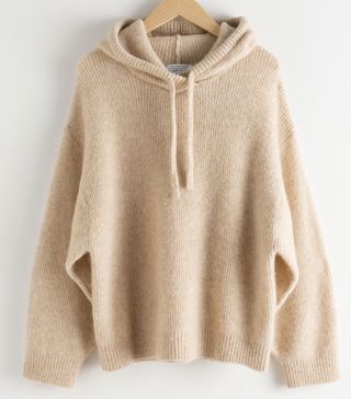 & Other Stories + Ribbed Wool Blend Hooded Sweatshirt