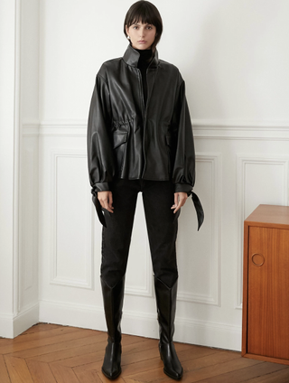 Pixie Market + Leather Sleeve-Tie Jacket