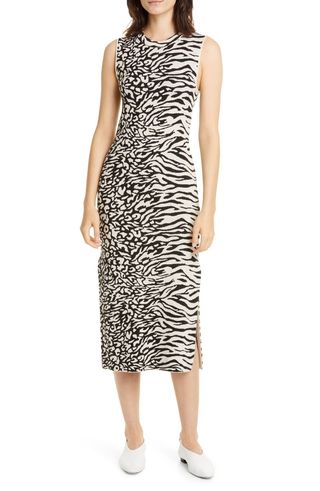 Proenza Schouler White Label + Zebra & Leopard Jacquard Midi Dress
