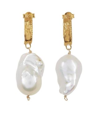 Alighieri + Gold-Plated The Water Bearer Baroque Pearl Hoop Earrings
